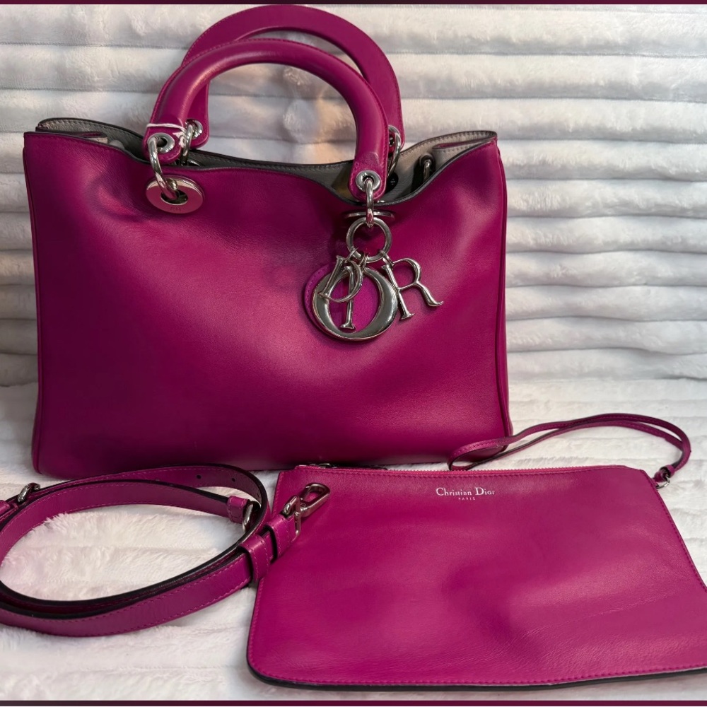 Dior Diorissimo Pink Leather Satchel Set
